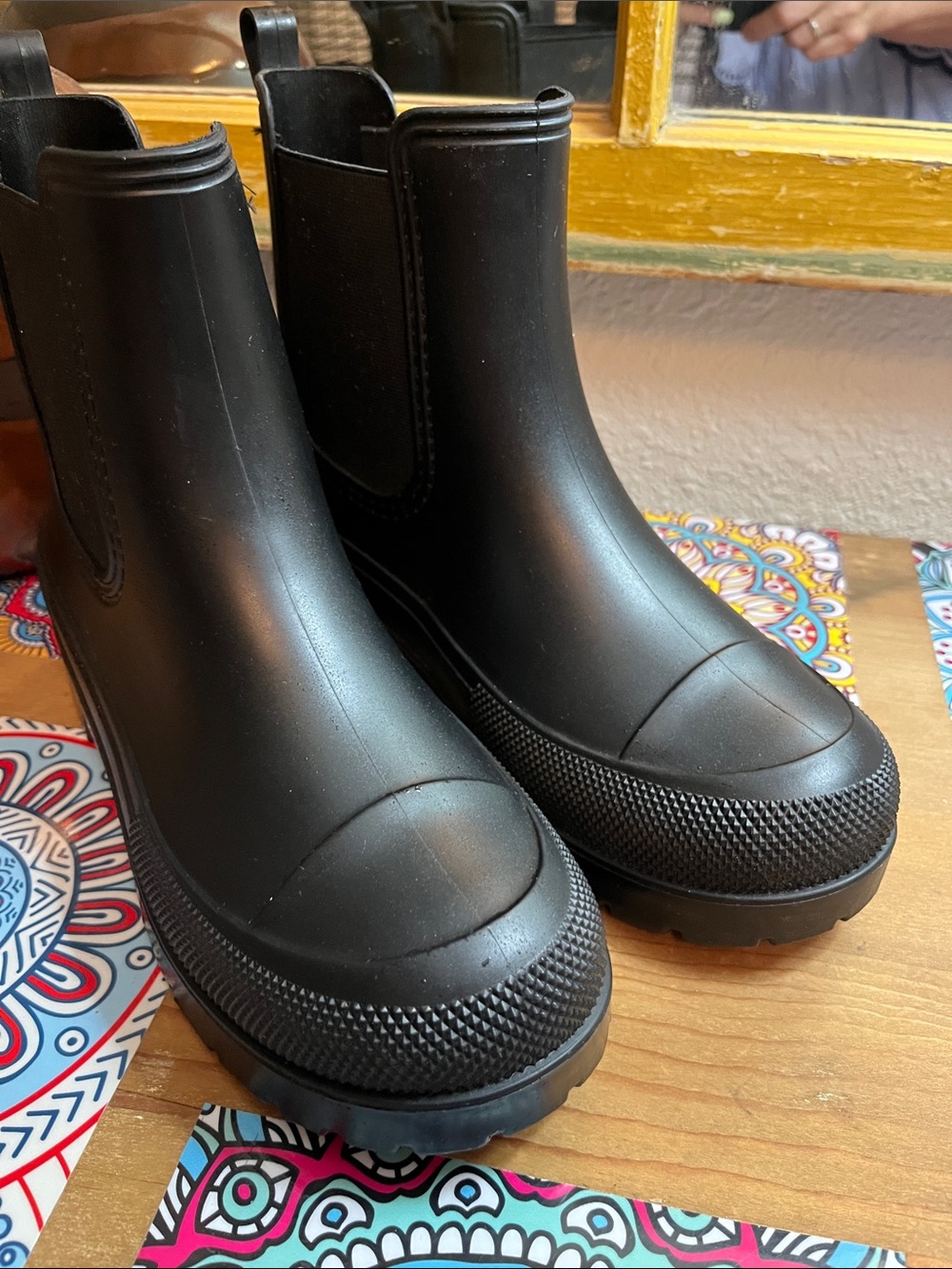 NEW INC International Concepts Black Chelsea Rain Boots Womens US size 5